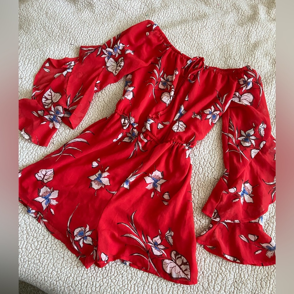 Red Floral Romper